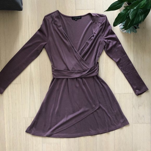 Dynamite Purple Long Sleeve Wrap Dress - Picture 2 of 8